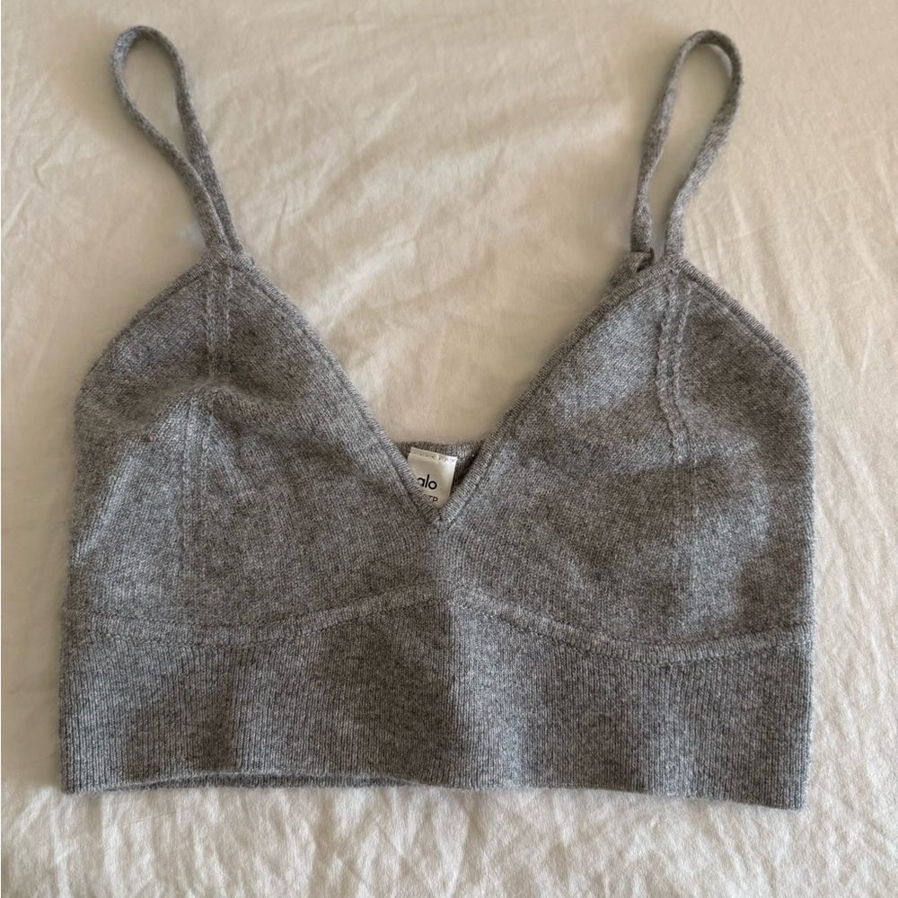 Alo Yoga Cashmere Jet Set Bralette Dove Grey Heather, XS
